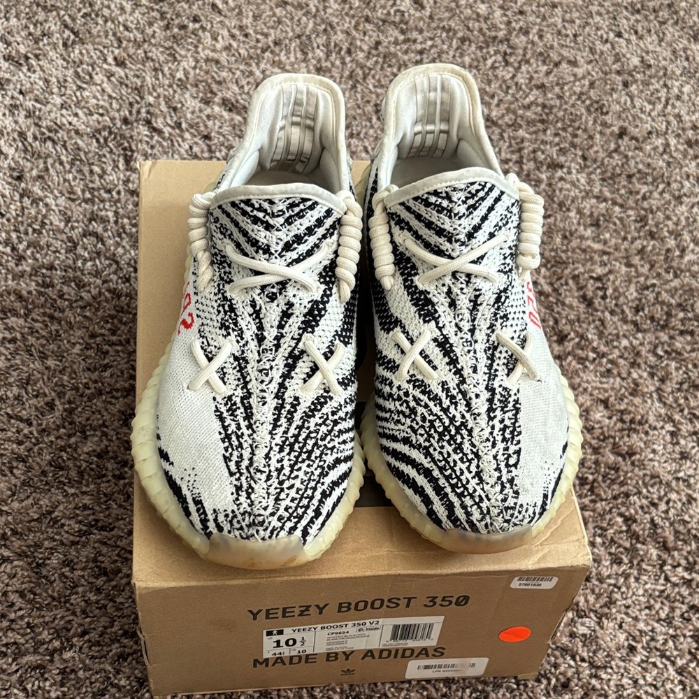 Adidas Yeezy Boost 350 Zebra Black and White with Red Detail